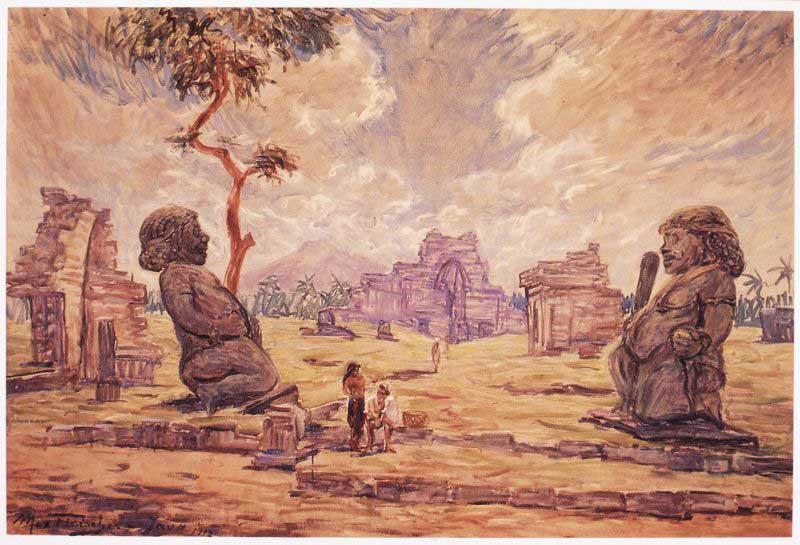unknow artist Oil painting. Temple ruins in Candi Sewu Norge oil painting art